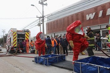 Realizan simulacro de incendio con afectación de materiales peligrosos en el Barrio Industrial de Coquimbo