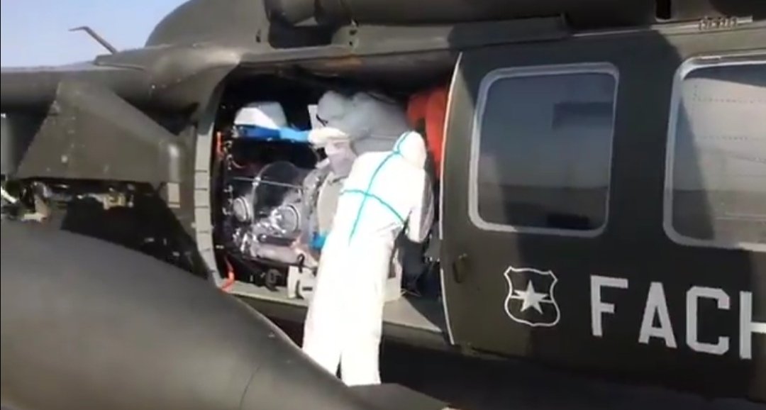 Paciente crítico con Covid-19 fue trasladado de Santiago a Ovalle en un helicóptero de la FACH