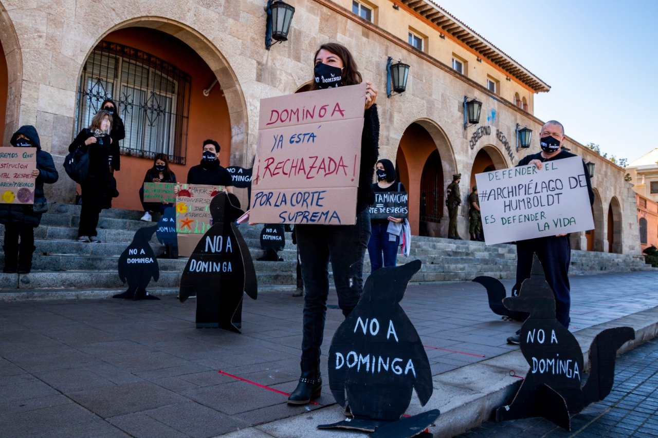 Integrantes de Alianza Humboldt realizaron protesta contra Dominga frente a la Intendencia