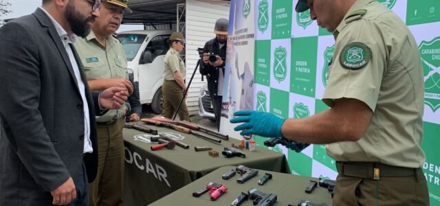 Armas incautadas por carabineros aumentan en un 23% durante los primeros meses de este 2023