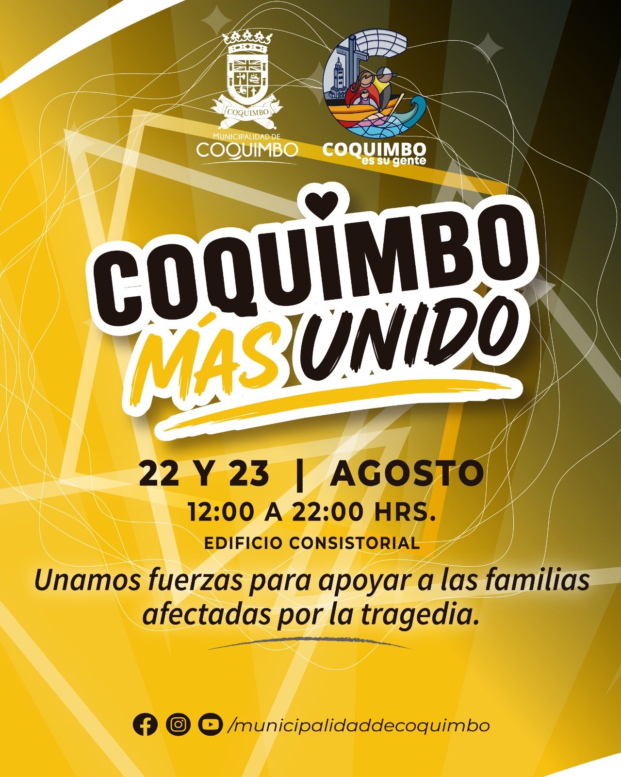 COQUIMBO MAS UNIDO: GRAN CAMPAÑA SOLIDARIA CON APOYO DE ARTISTAS LOCALES Y NACIONALES ESTE 22 Y 23 DE AGOSTO